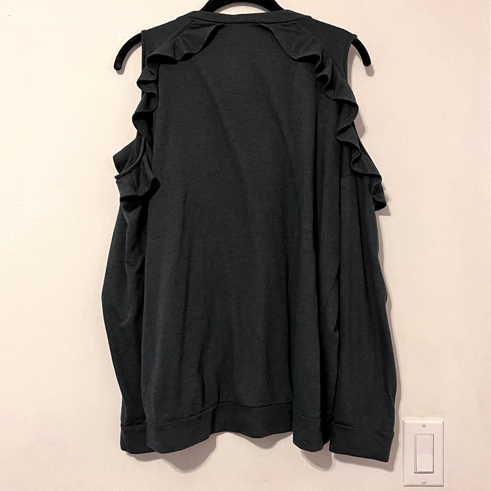 🌹3/20 Mossimo Ruffle Cold shoulder Top Gray - Picture 6 of 6